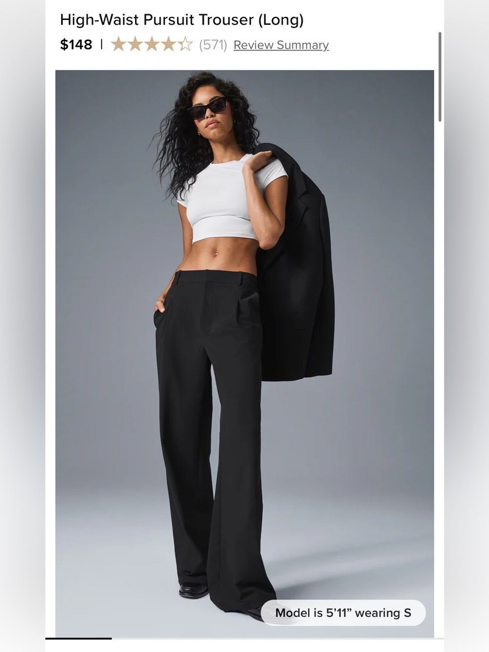 ALO Yoga - High Waist Pursuit Trouser Long (Size 8)
